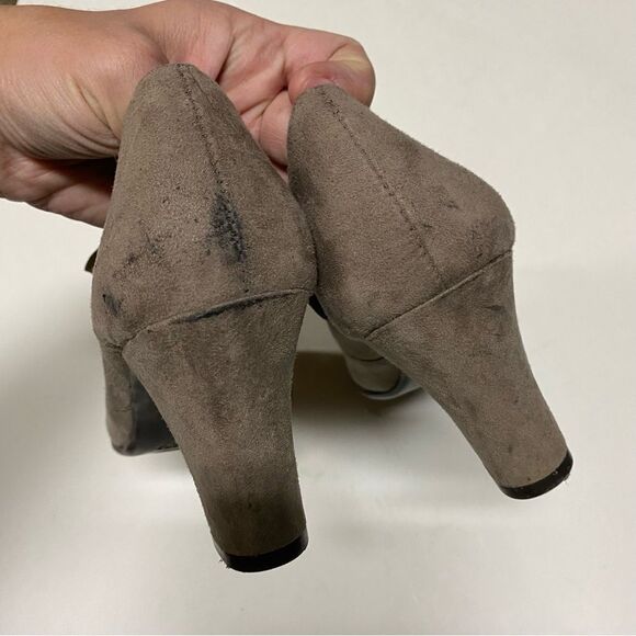AEROSOLES Minor Role Taupe faux Suede Round Toe Lace Up Pump vintage Shoe 7.5 - Picture 4 of 12